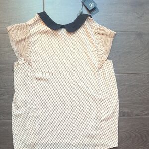 Adrianna Papell Black and Cream Polka Dot Blouse